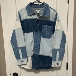 Denim patchwork jean jacket large. New without tags. Smoke free home.